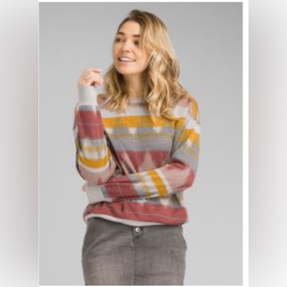 Prana cozy up printed sweatshirt, size large